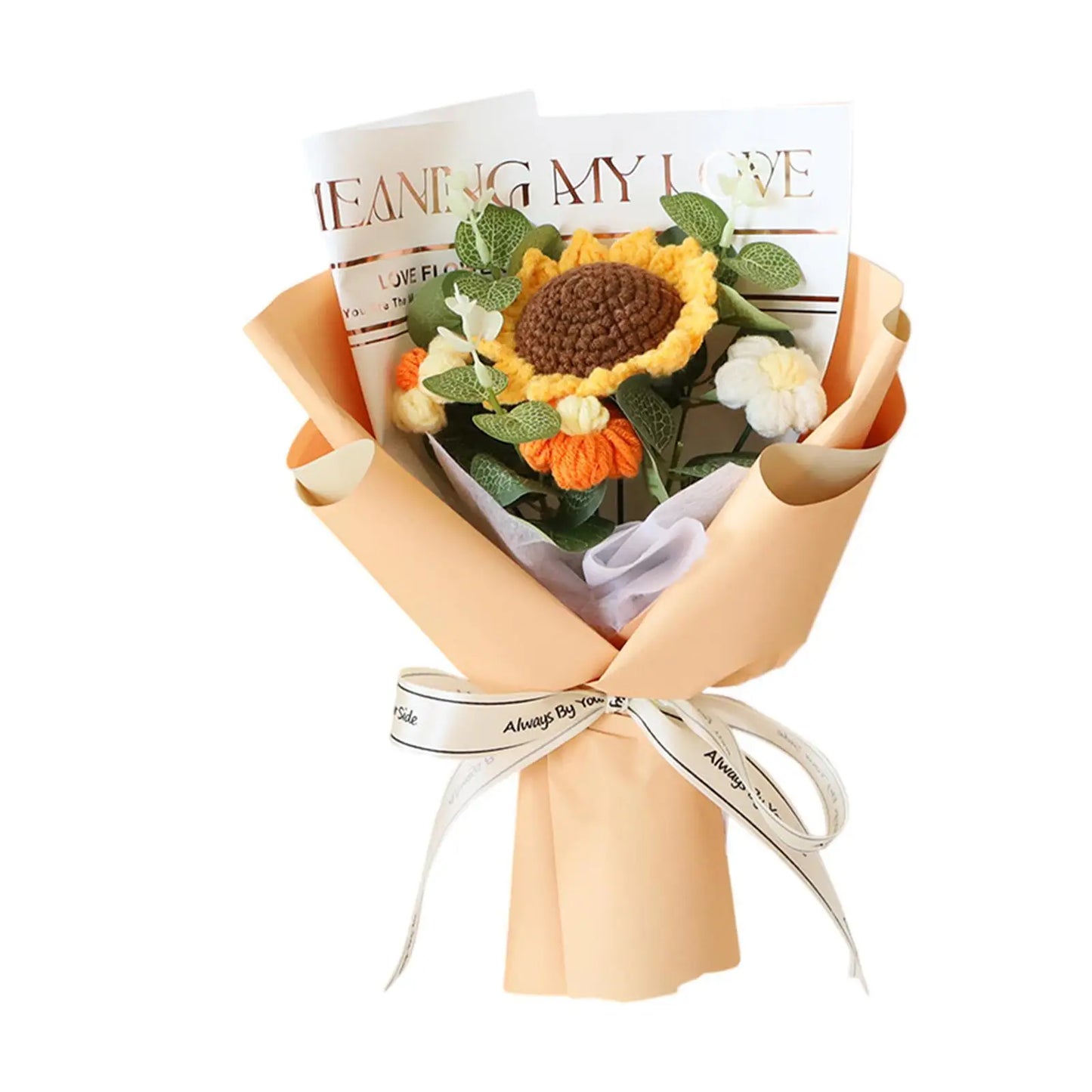 Sunflower Knitted Flower Bouquet for Valentines Day Wedding Thanksgiving Day