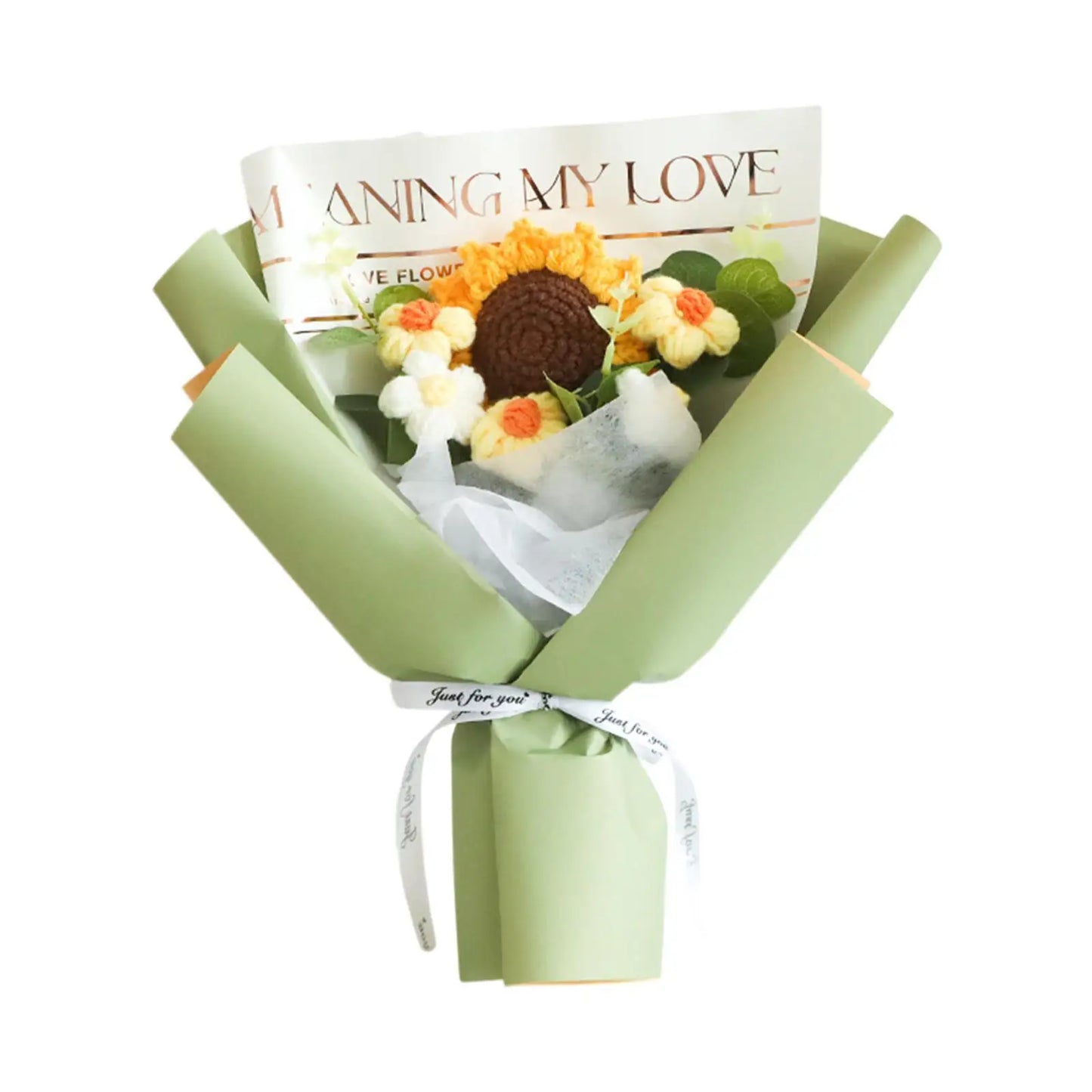 Sunflower Knitted Flower Bouquet for Valentines Day Wedding Thanksgiving Day