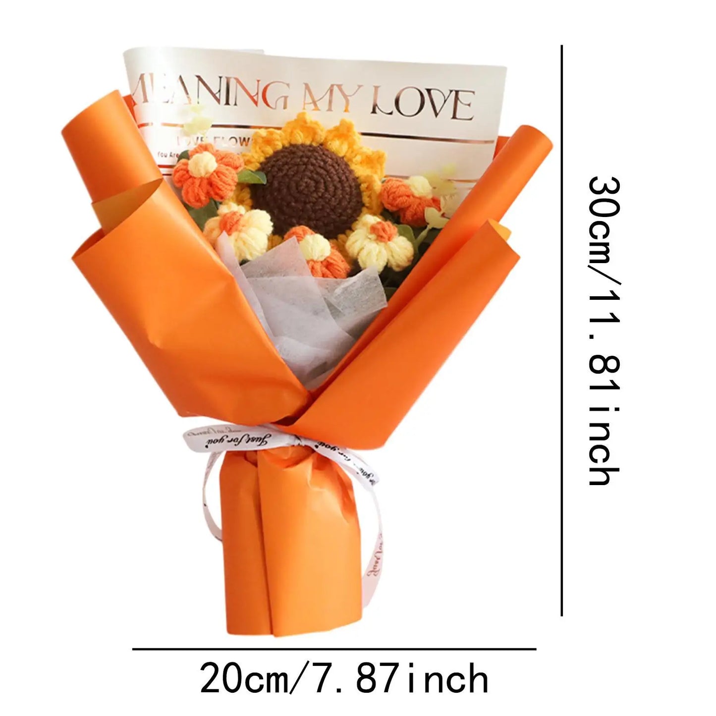 Sunflower Knitted Flower Bouquet for Valentines Day Wedding Thanksgiving Day