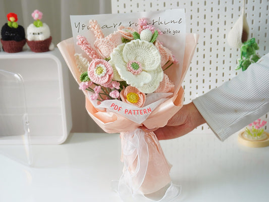 Spring Harmony Bouquet Crochet Pattern, Crochet Flower Bouquet Patterns, Crochet Flower Patterns, Wedding Flowers